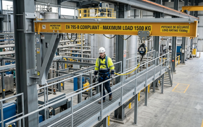 Choisir une potencette conforme EN 795-B pour travaux en hauteur en usine